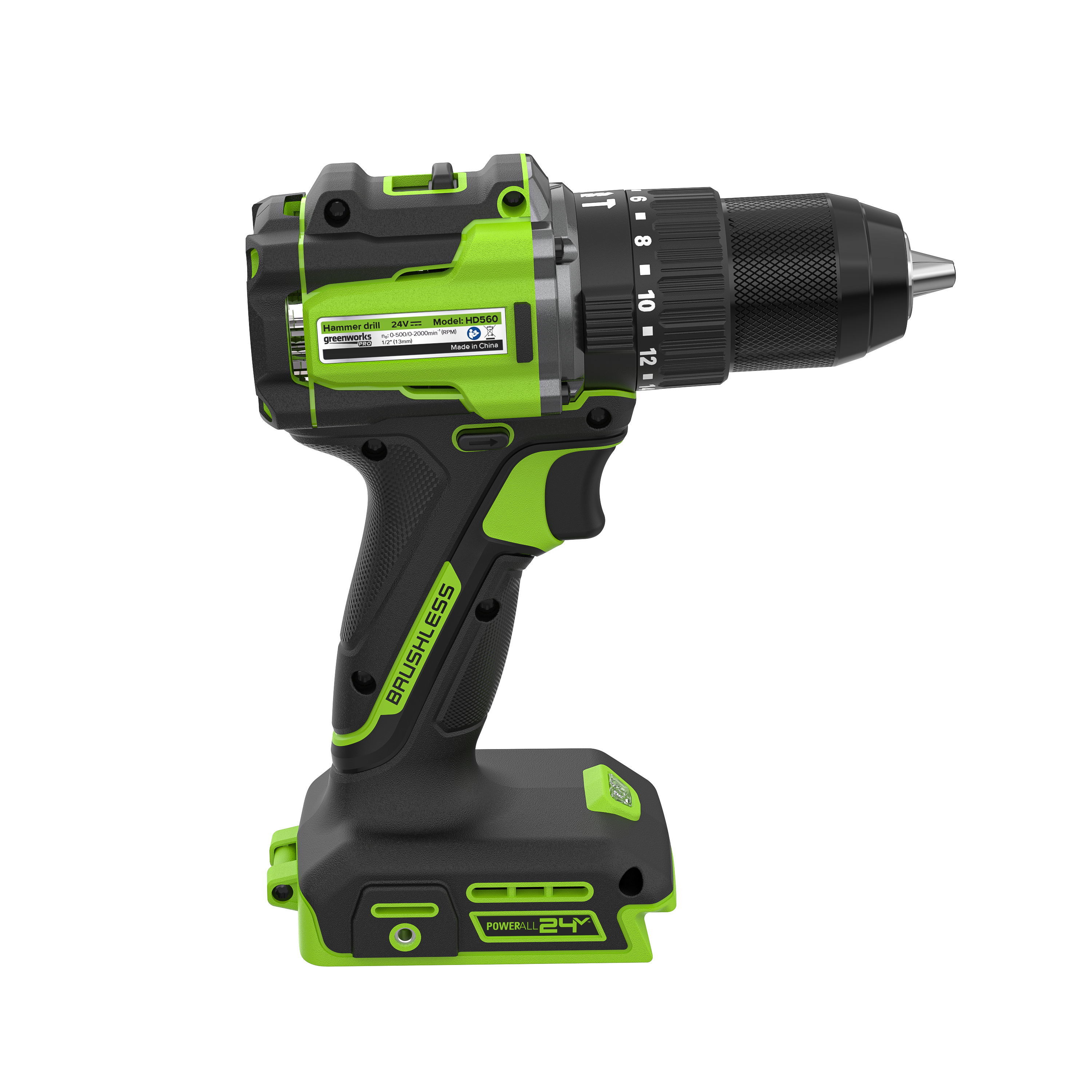 Дрель-шуруповерт ударная Greenworks HD560 24V HD56000 (30/60 Нм) бесщеточная аккумуляторная — детальное фото