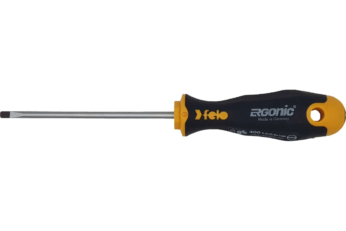 Плоская шлицевая отвертка 4,0х0,8х100 Felo Ergonic 40004310 — детальное фото