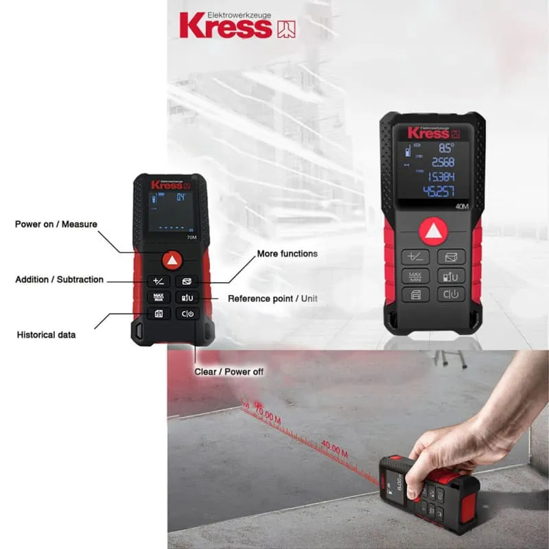 Лазерный дальномер (лазерная рулетка) KRESS KI200 40м — детальное фото