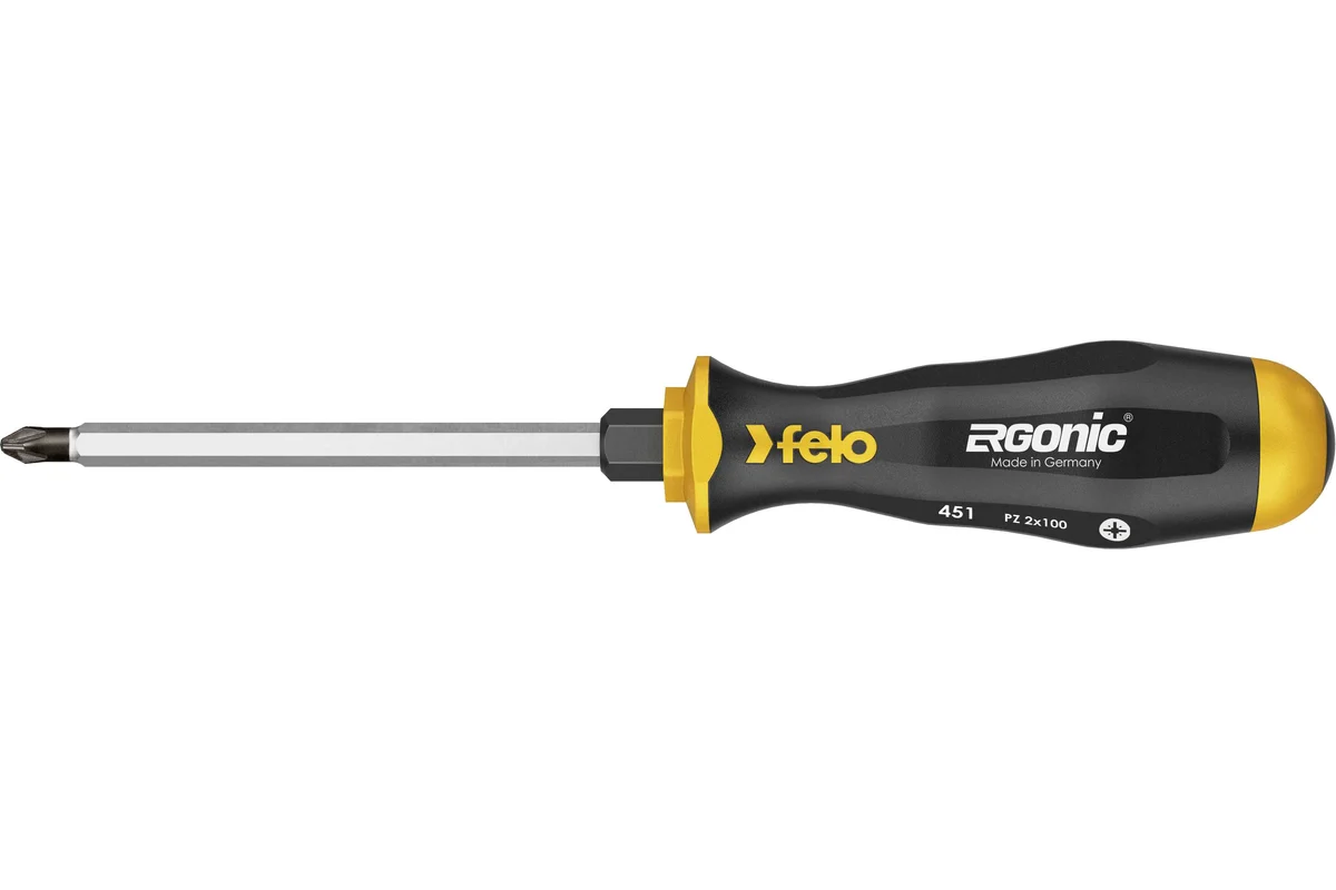 Ударная крестовая отвертка Felo Ergonic PZ2x100 45120340 — детальное фото