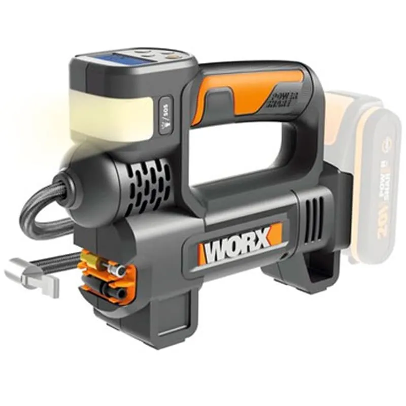 Насос с фонарем для автомобиля WORX WX092 20V аккумуляторный — детальное фото