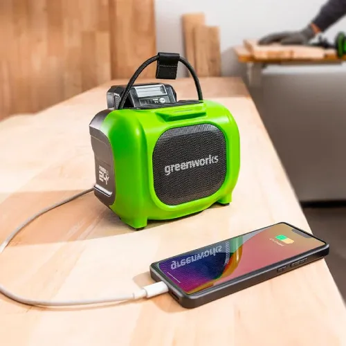 Беспроводная акустическая система (колонка) Greenworks GPT-MNBS 24V/220V 3503107 аккумуляторная — детальное фото