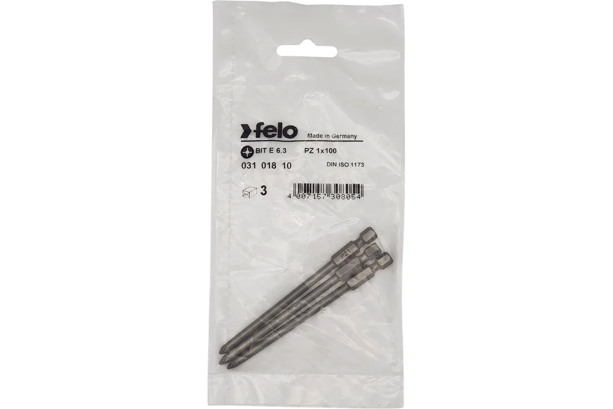 Бита крестовая Industrial (3 шт; PZ1; 100 мм) Felo 03101810 — детальное фото