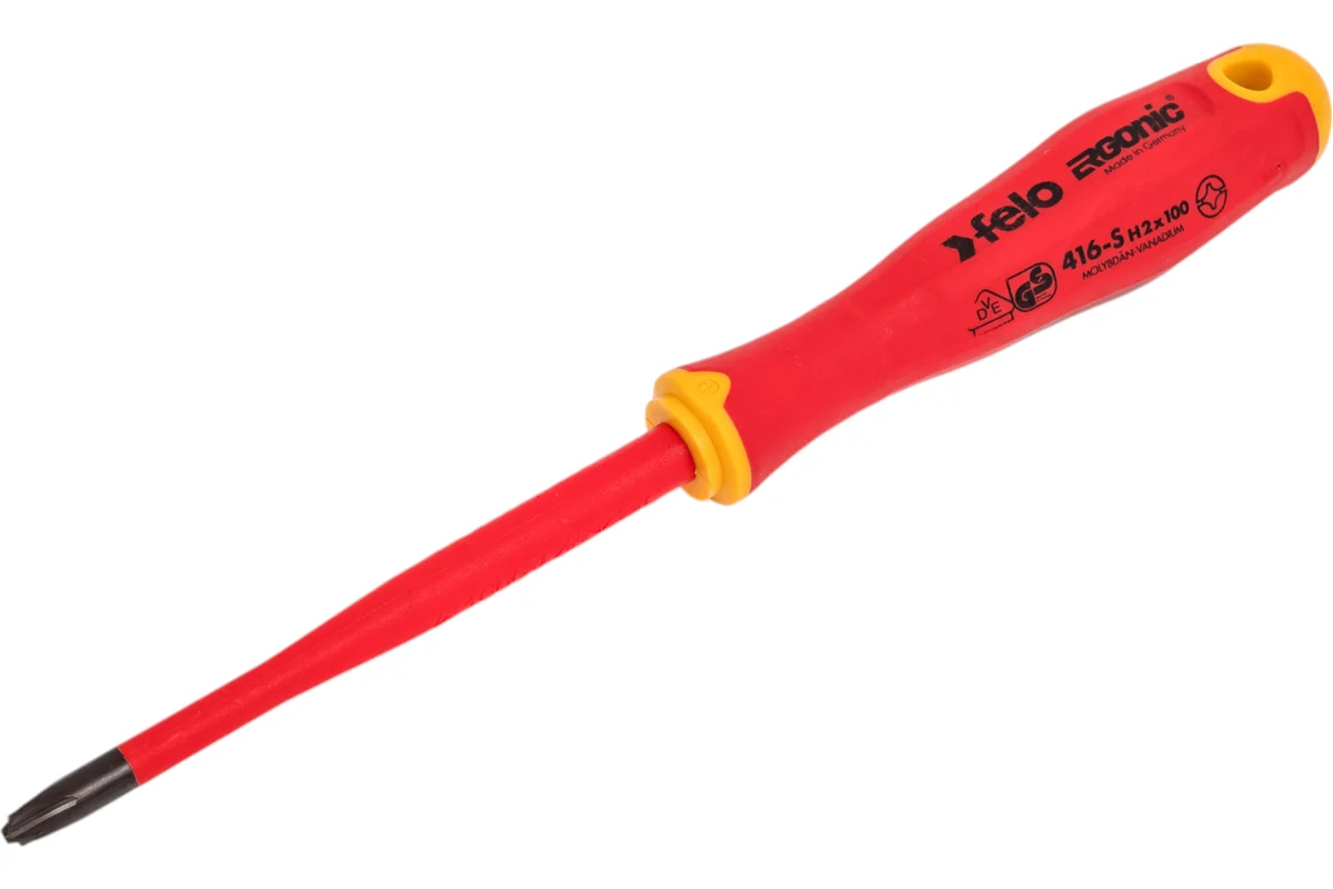 Диэлектрическая отвертка Felo PH 2 +/-, E-Slim Ergonic 41629390 — детальное фото