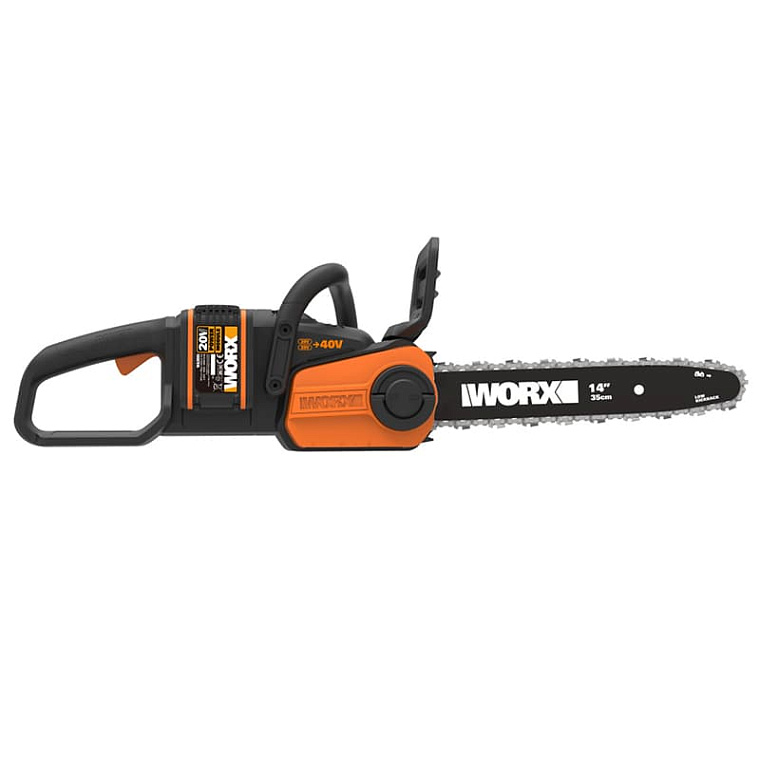 Пила цепная WORX WG384E 40V 35см аккумуляторная с двумя 2Ач батареями и двойной 2А зарядкой